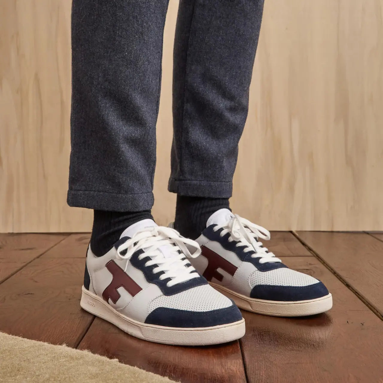 FAGUO -  BASKETS HAZEL BLANCHES & BLEU MARINE -  Klubb