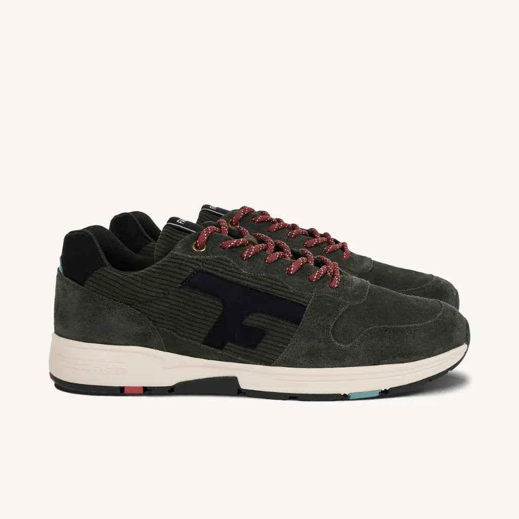 FAGUO -  BASKETS OLIVE VELOURS KAKI -  Klubb