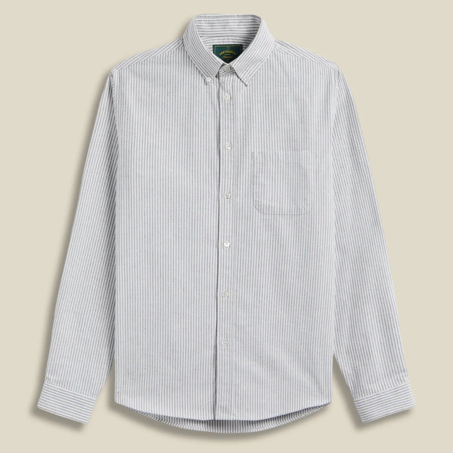 CHEMISE OXFORD BRUSHED STRIPE - MOSS GREEN PORTUGUESE FLANNEL - Klubb