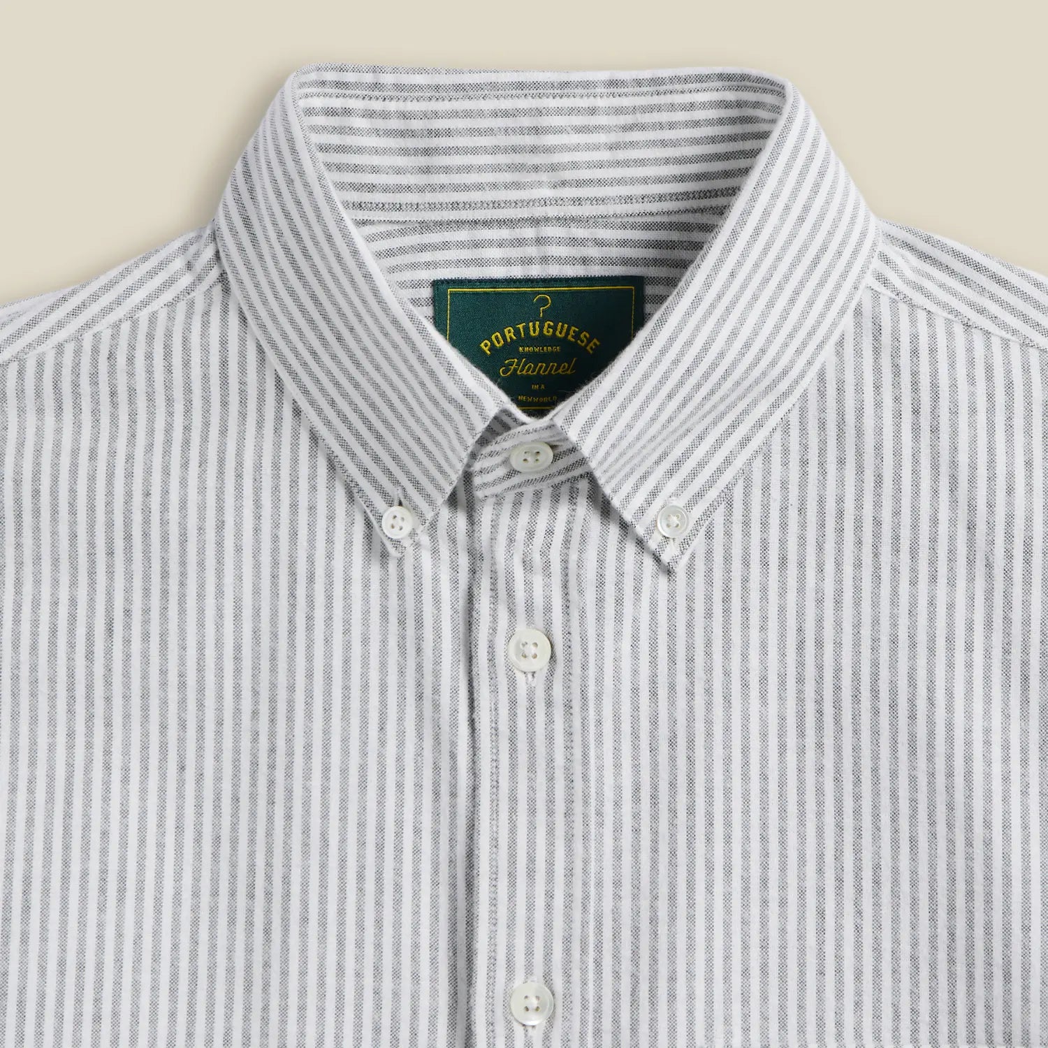 CHEMISE OXFORD BRUSHED STRIPE - MOSS GREEN PORTUGUESE FLANNEL - Klubb