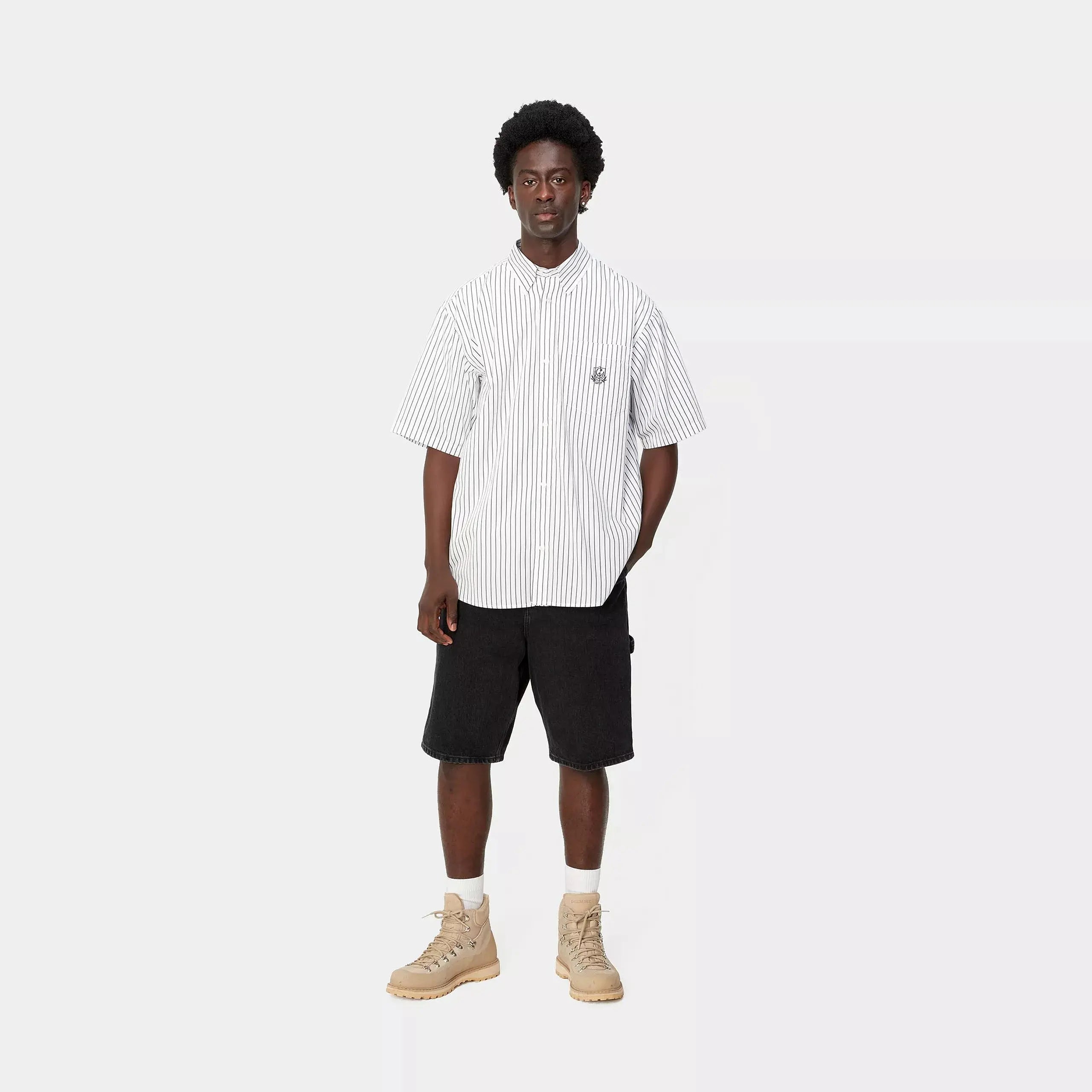 SINGLE KNEE SHORT BLACK STONE WASHED CARHARTT WIP - Klubb