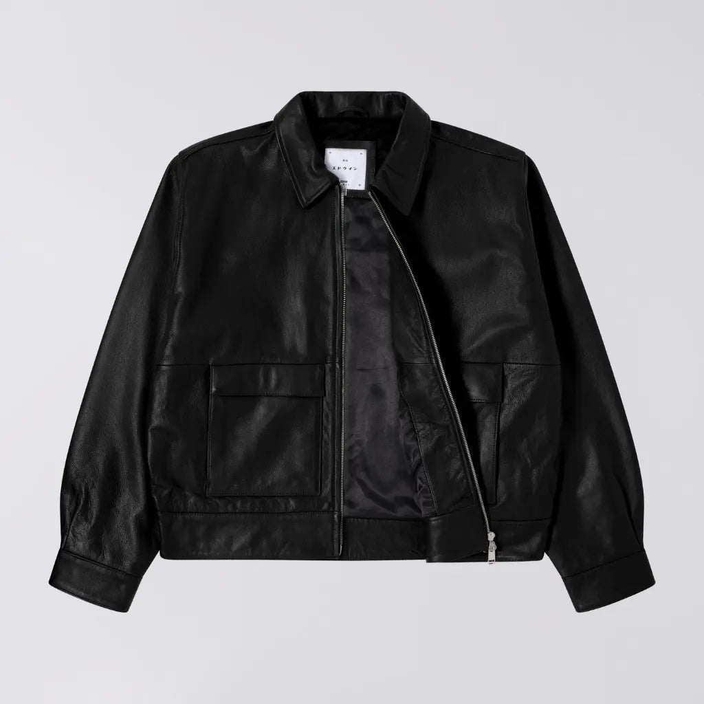 EDWIN -  VESTE DOGMA CUIR NOIR -  Klubb