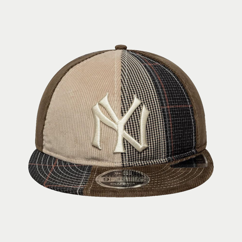 Casquette 9Fifty Retro Crown New York Yankees Patchwork marron New Era - face avant, logo NY brodé écru et visière plate