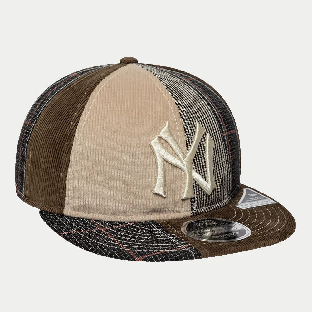 Casquette 9Fifty Retro Crown New York Yankees Patchwork marron New Era - trois-quarts avant droit, panneau de velours brun