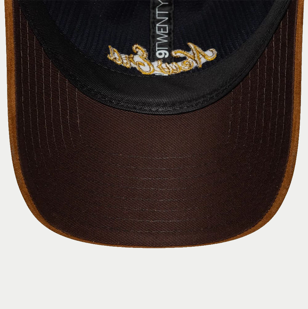 Casquette 9Twenty Cord Mix bleu marine et marron New Era - dessous de la visière, doublure et sous-visière marron
