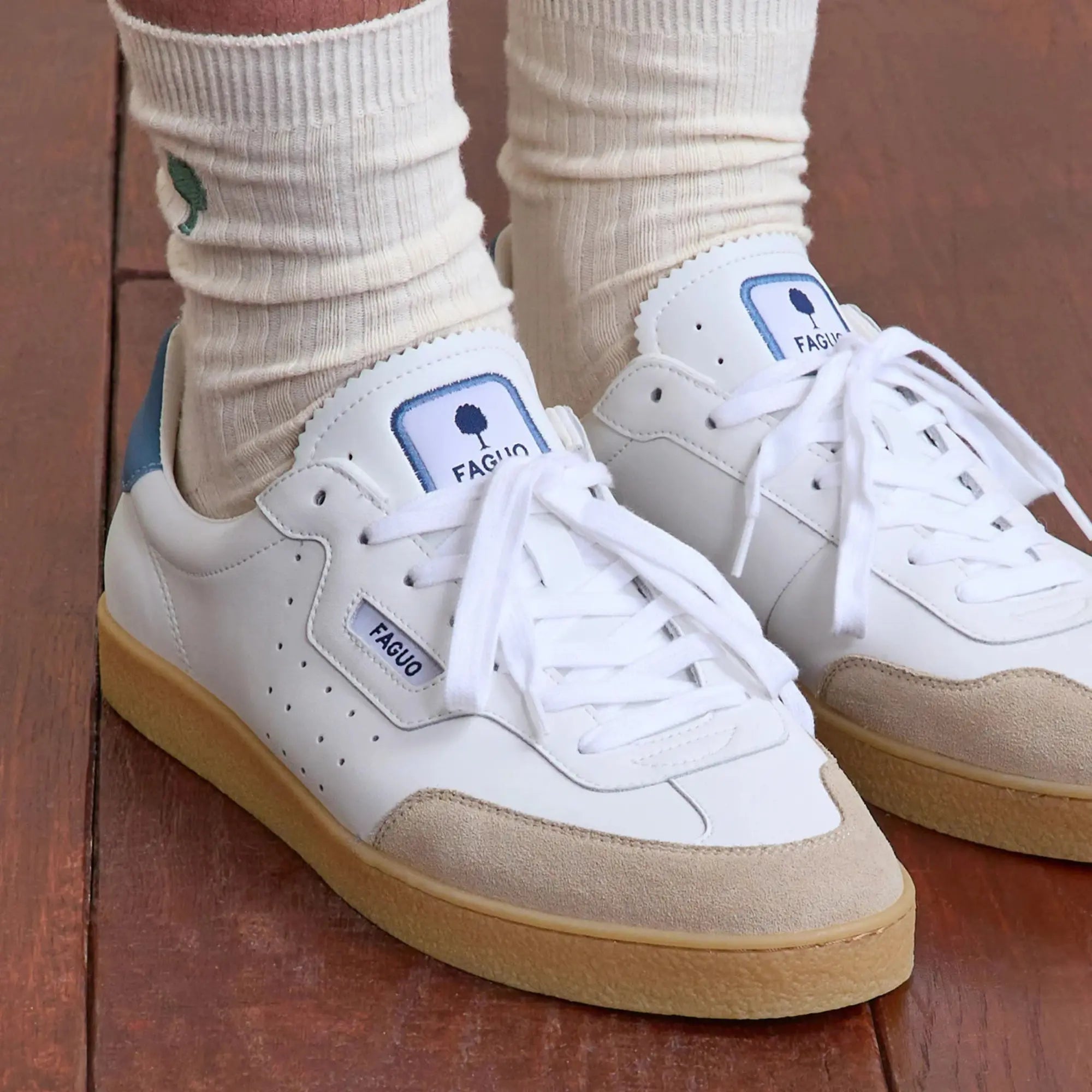 BASKETS LUMBO BLANC & BLEU CIEL