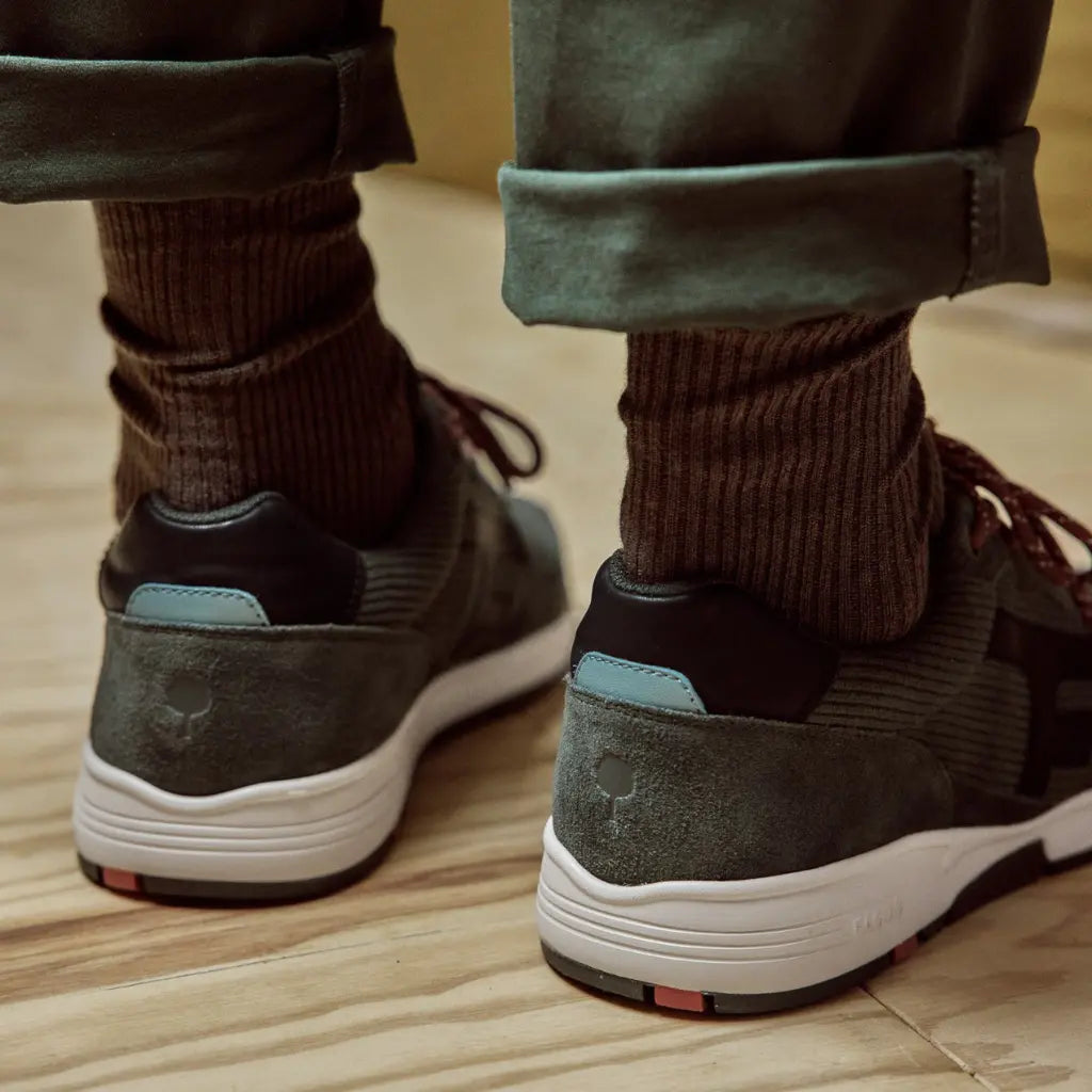 FAGUO -  BASKETS OLIVE VELOURS KAKI -  Klubb