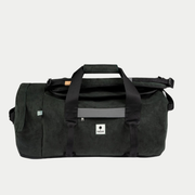 Sac de voyage Big Duffle Faguo vert foncé en velours côtelé, face avant avec bande réfléchissante et anses noires