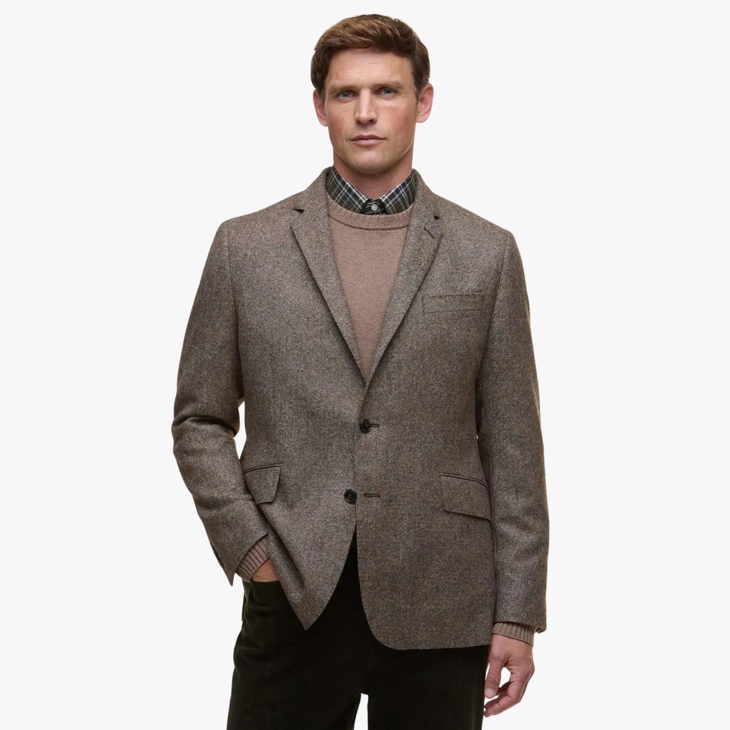 BARBOUR -  BLAZER TWEED GODFREY SHETLAND MOONS MARRON -  Klubb