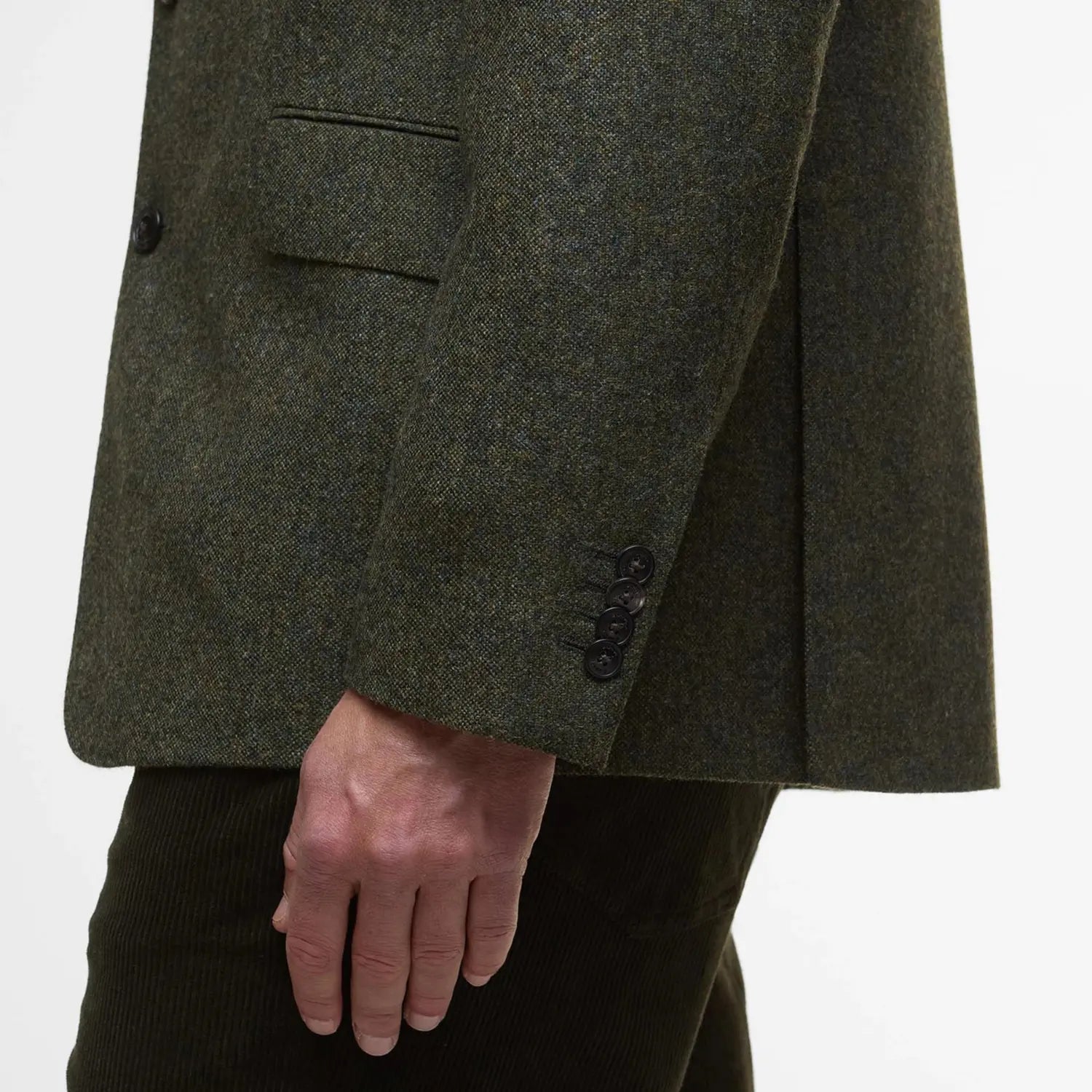 BARBOUR -  BLAZER TWEED GODFREY SHETLAND MOONS - OLIVE -  Klubb