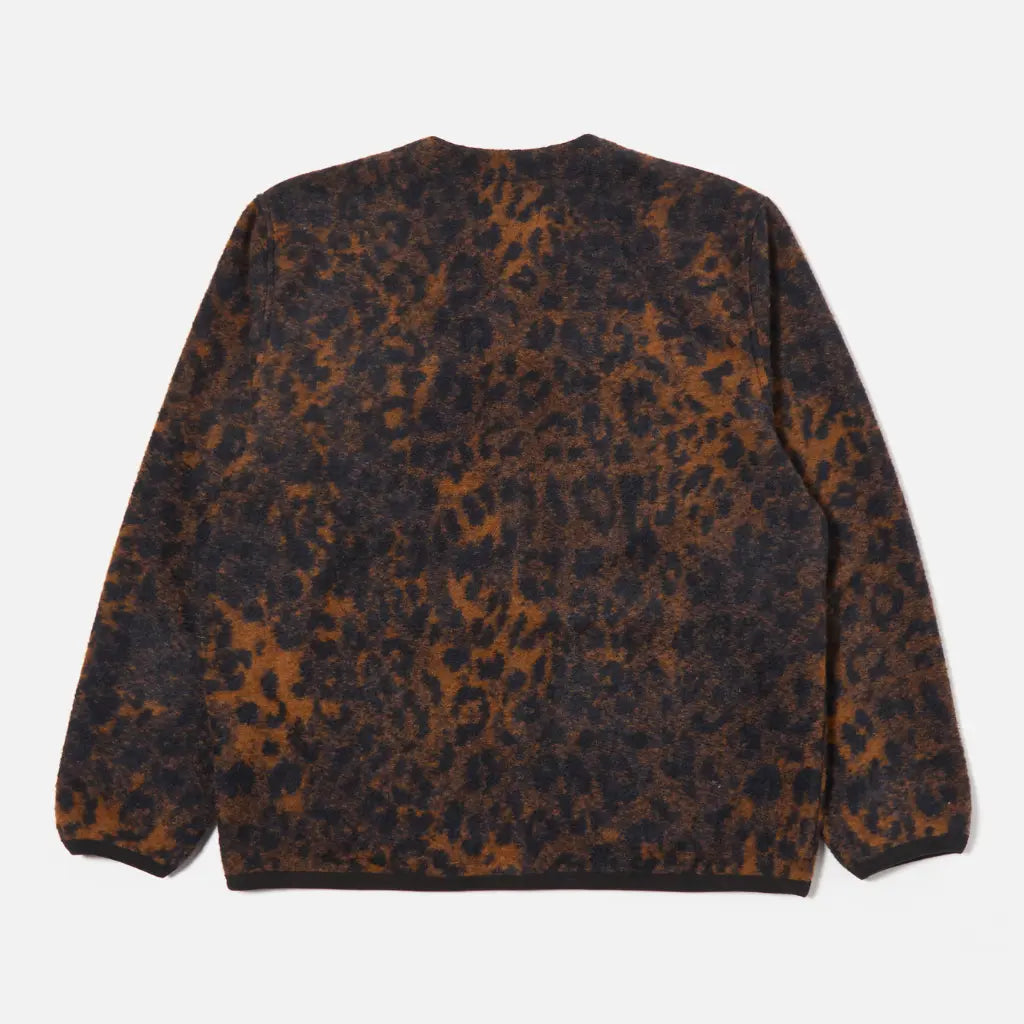UNIVERSAL WORKS -  CARDIGAN LÉOPARD NAVY & BROWN -  Klubb
