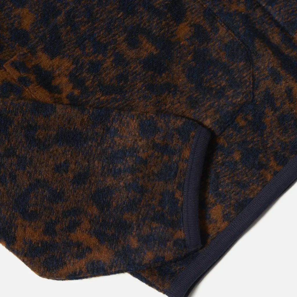 UNIVERSAL WORKS -  CARDIGAN LÉOPARD NAVY & BROWN -  Klubb