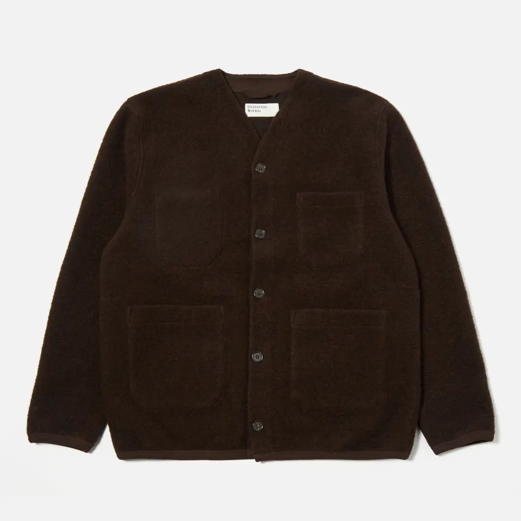 UNIVERSAL WORKS -  CARDIGAN WOOL FLEECE BROWN -  Klubb