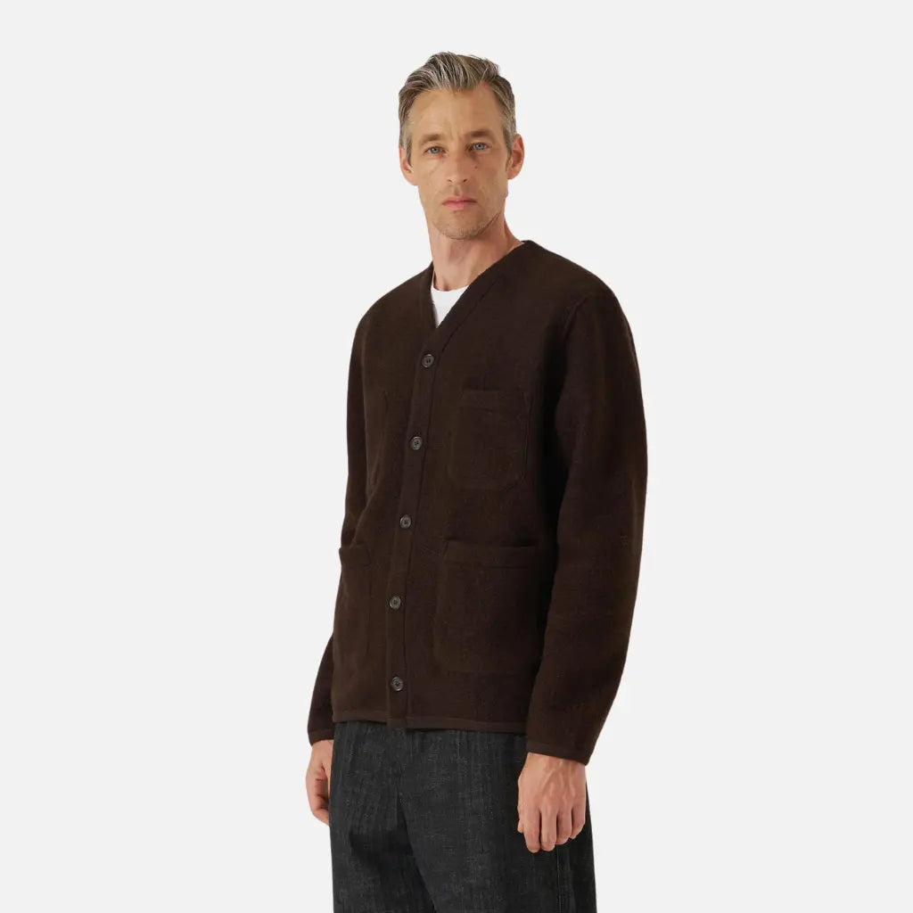 UNIVERSAL WORKS -  CARDIGAN WOOL FLEECE BROWN -  Klubb