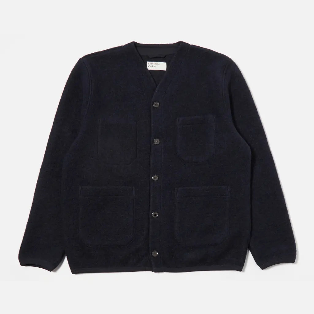 UNIVERSAL WORKS -  CARDIGAN WOOL FLEECE NAVY -  Klubb