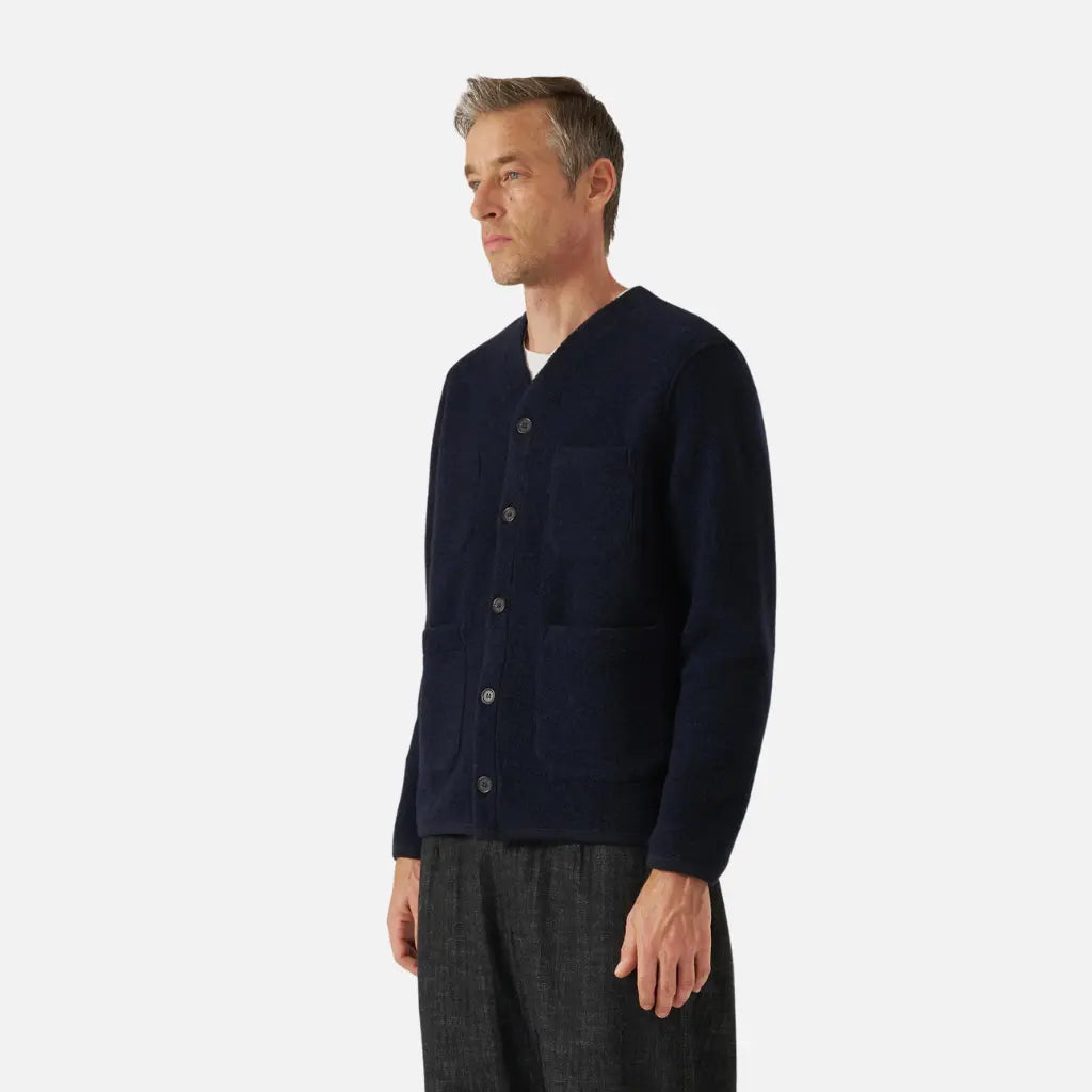 UNIVERSAL WORKS -  CARDIGAN WOOL FLEECE NAVY -  Klubb