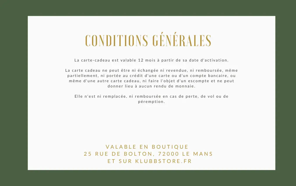 KLUBB -  CARTE CADEAU -  Klubb