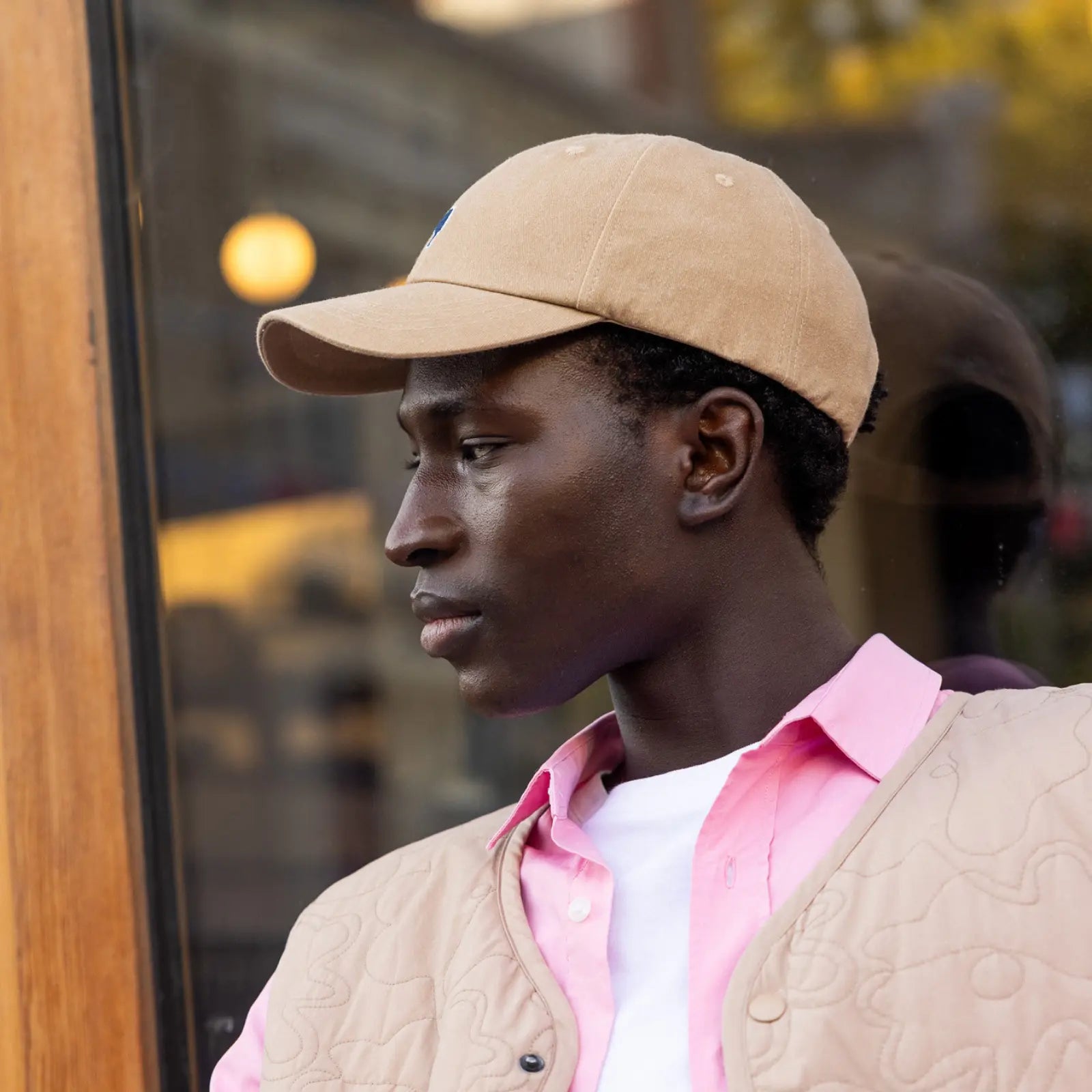 Casquette Faguo beige vue trois quarts