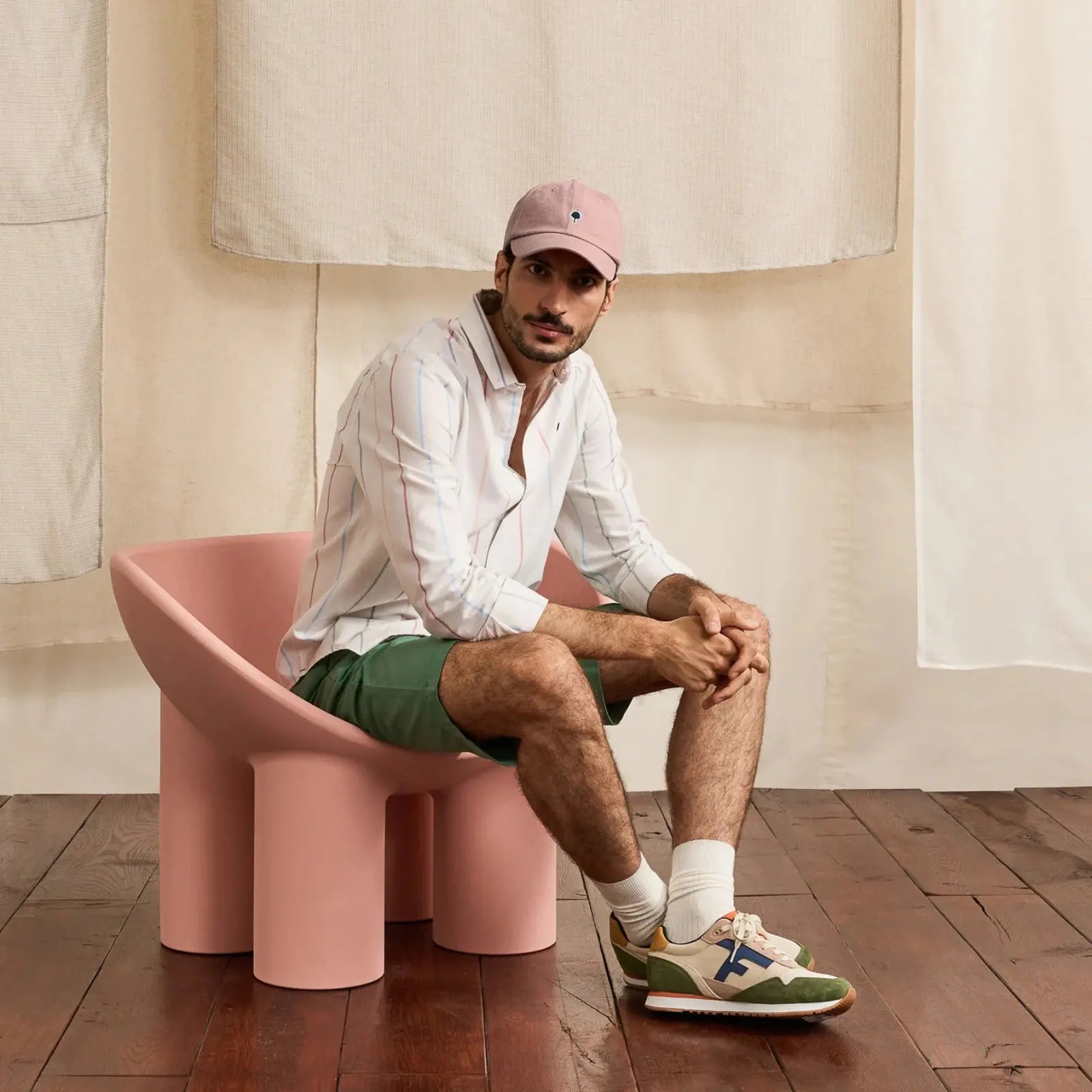Casquette Faguo rose grisé œillets brodés