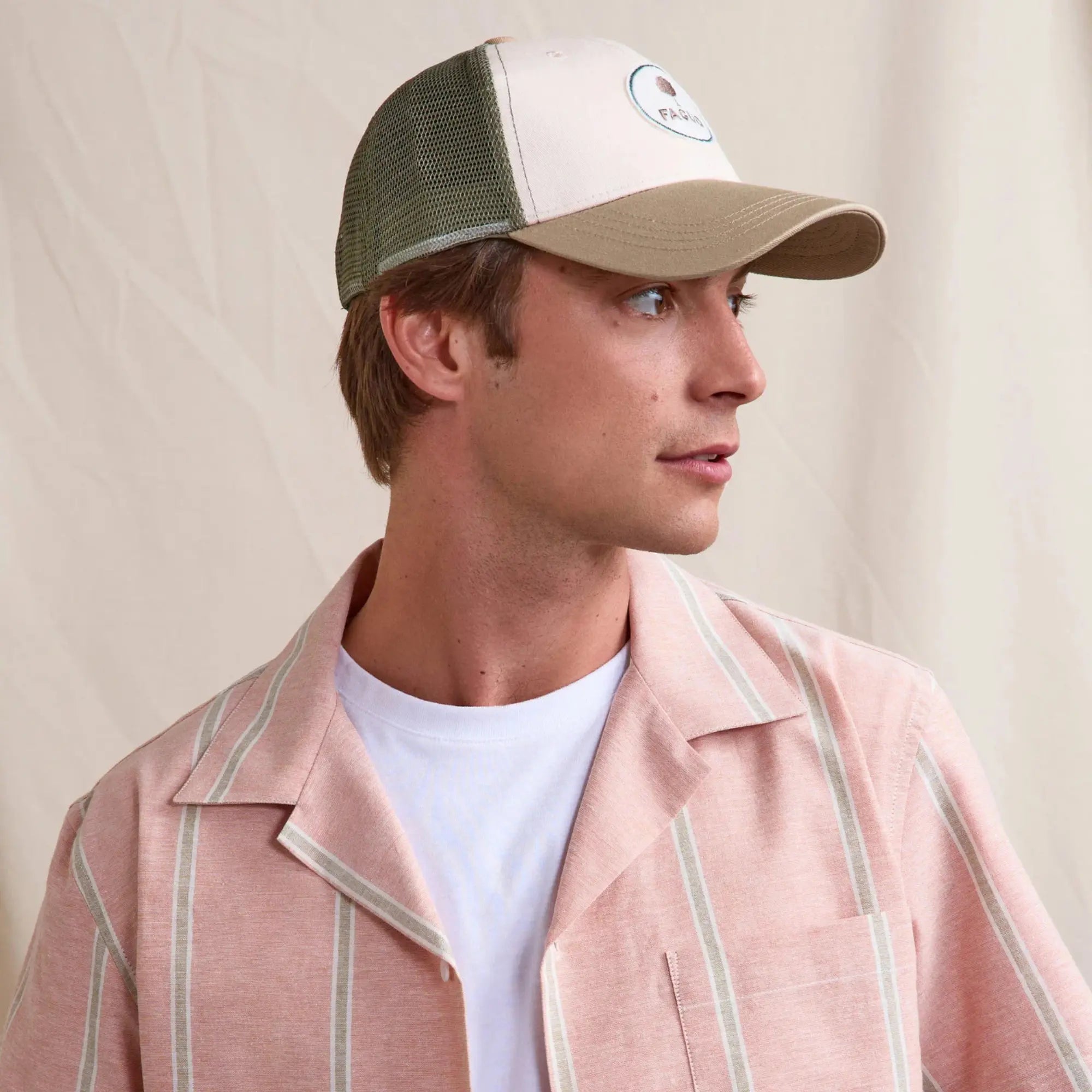 CASQUETTE TRUCKER - BEIGE & VERT