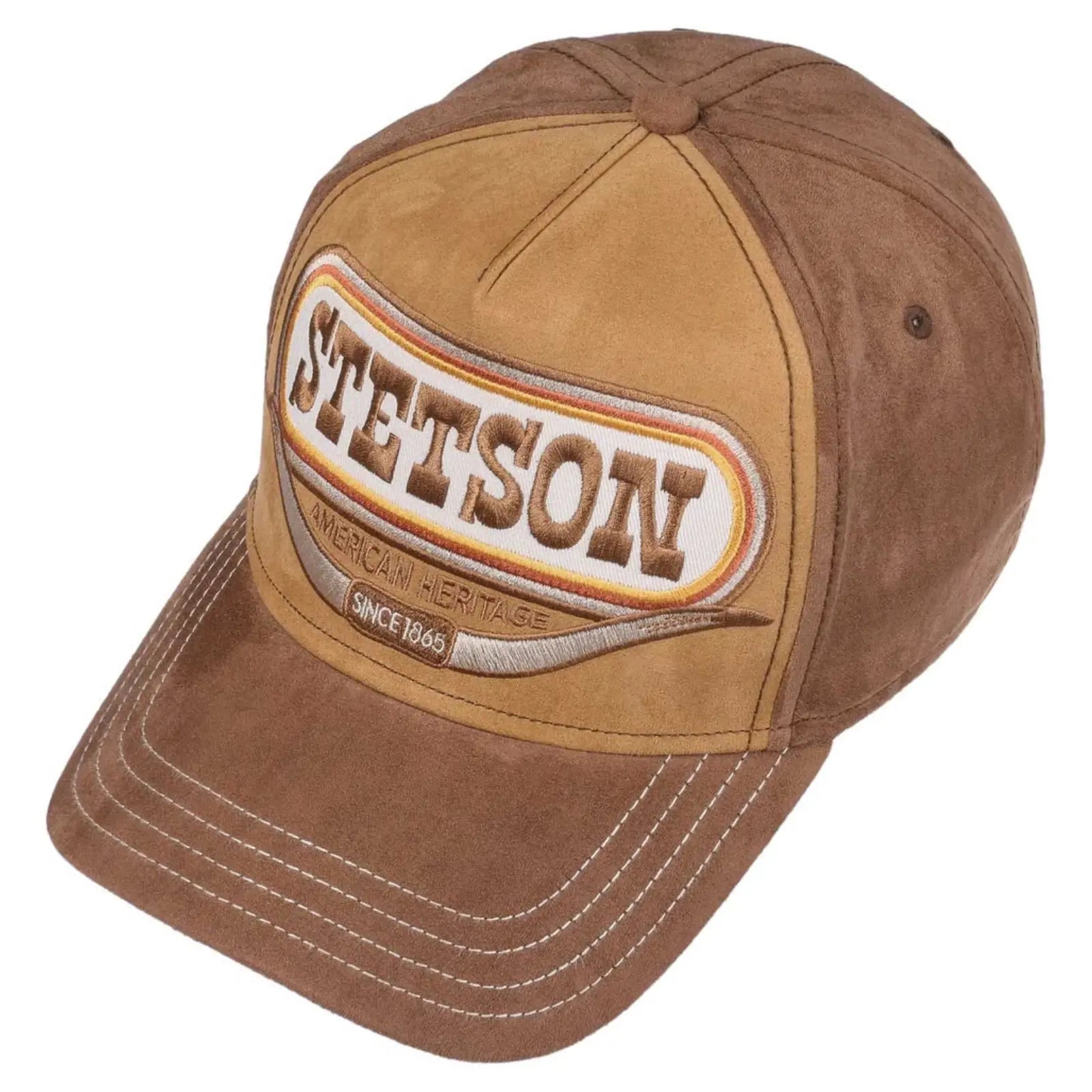 Casquette trucker Stetson Buffalo Horn vue trois quarts, effet velours bicolore