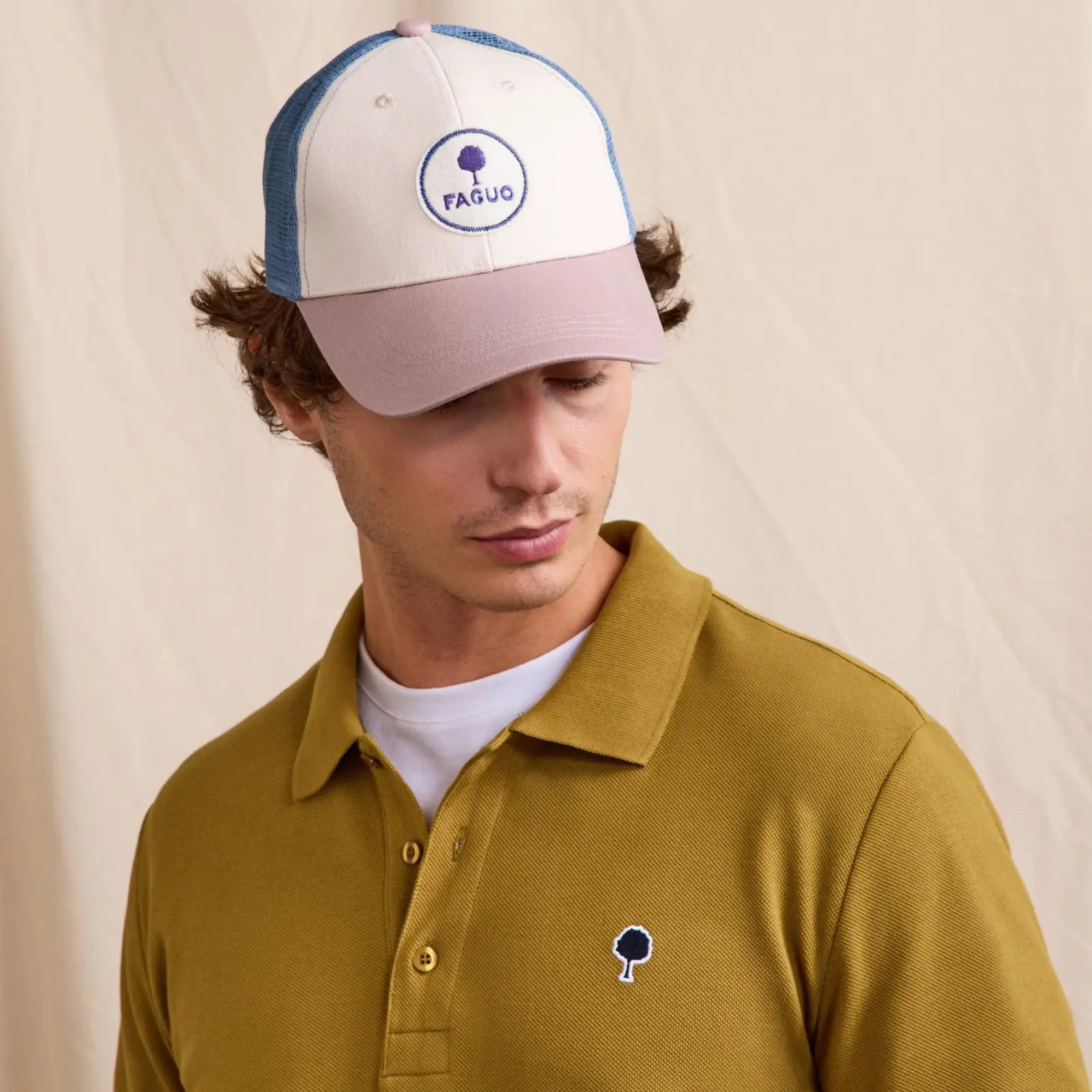 Casquette Trucker - Écru et Violet - Faguo - détail 2