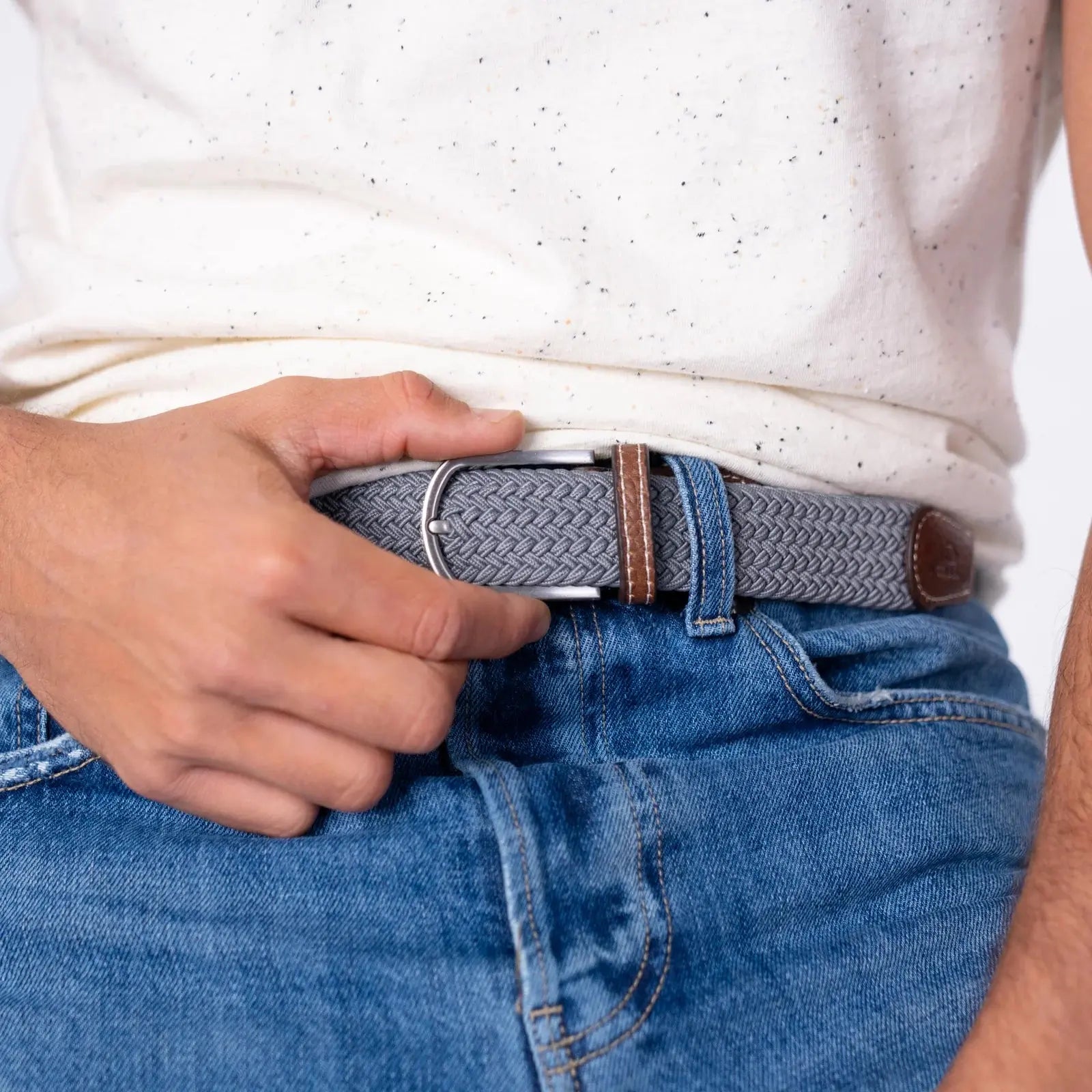 BILLYBELT -  CEINTURE TRESSÉE GRIS FROID -  Klubb
