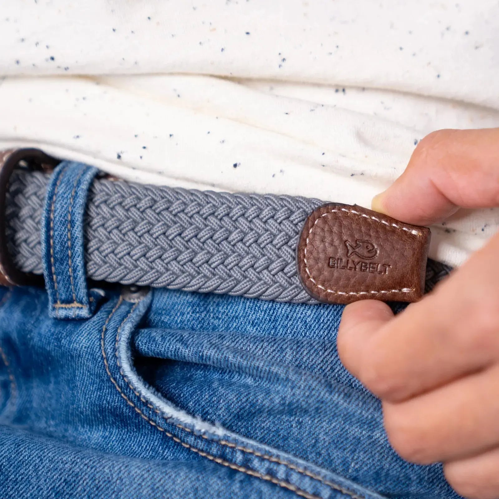BILLYBELT -  CEINTURE TRESSÉE GRIS FROID -  Klubb