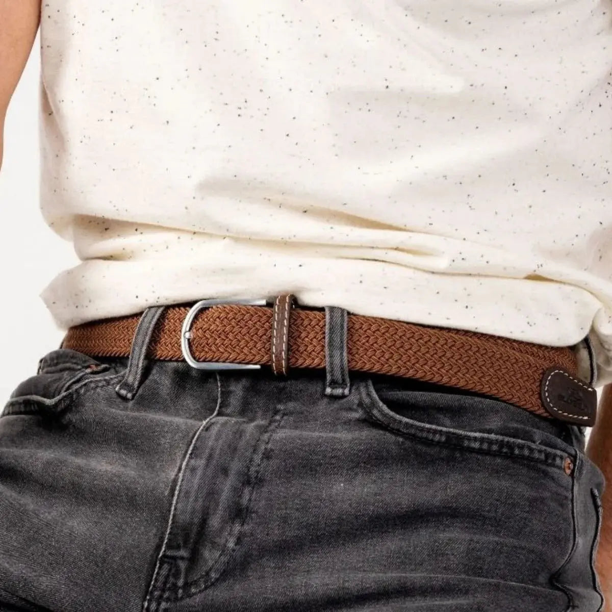 BILLYBELT -  CEINTURE TRESSÉE MARRON CARAMEL -  Klubb