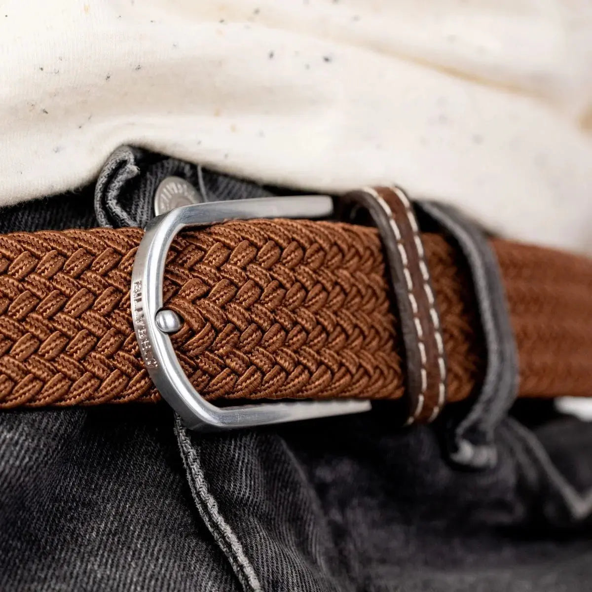 BILLYBELT -  CEINTURE TRESSÉE MARRON CARAMEL -  Klubb