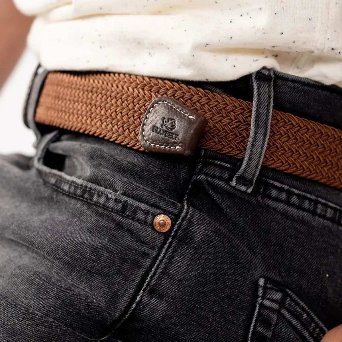 BILLYBELT -  CEINTURE TRESSÉE MARRON CARAMEL -  Klubb