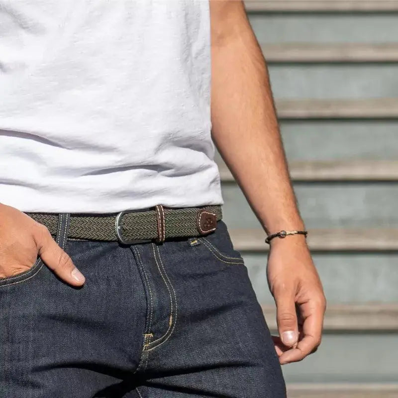 KHAKI GREEN BRAIDED BELT