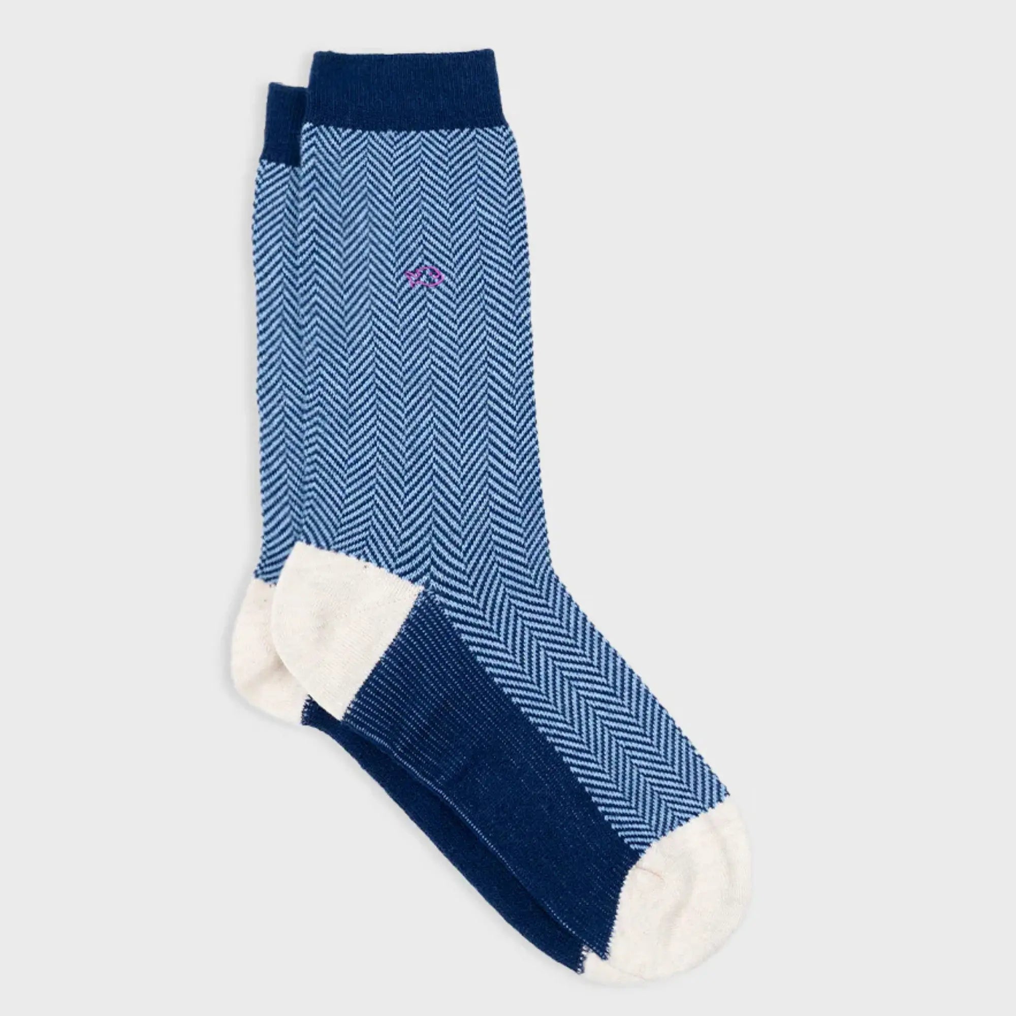 CHAUSSETTES CHEVRONS - BRUME MARINE