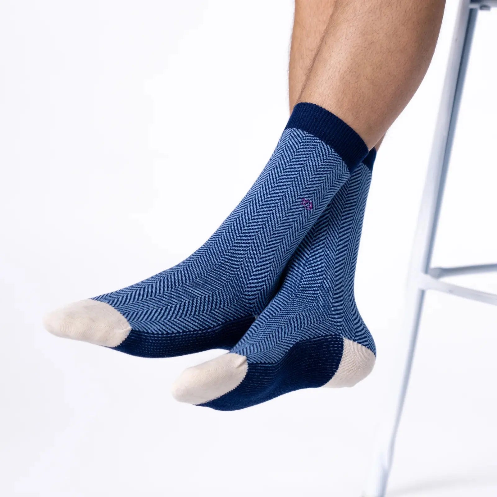 CHAUSSETTES CHEVRONS - BRUME MARINE