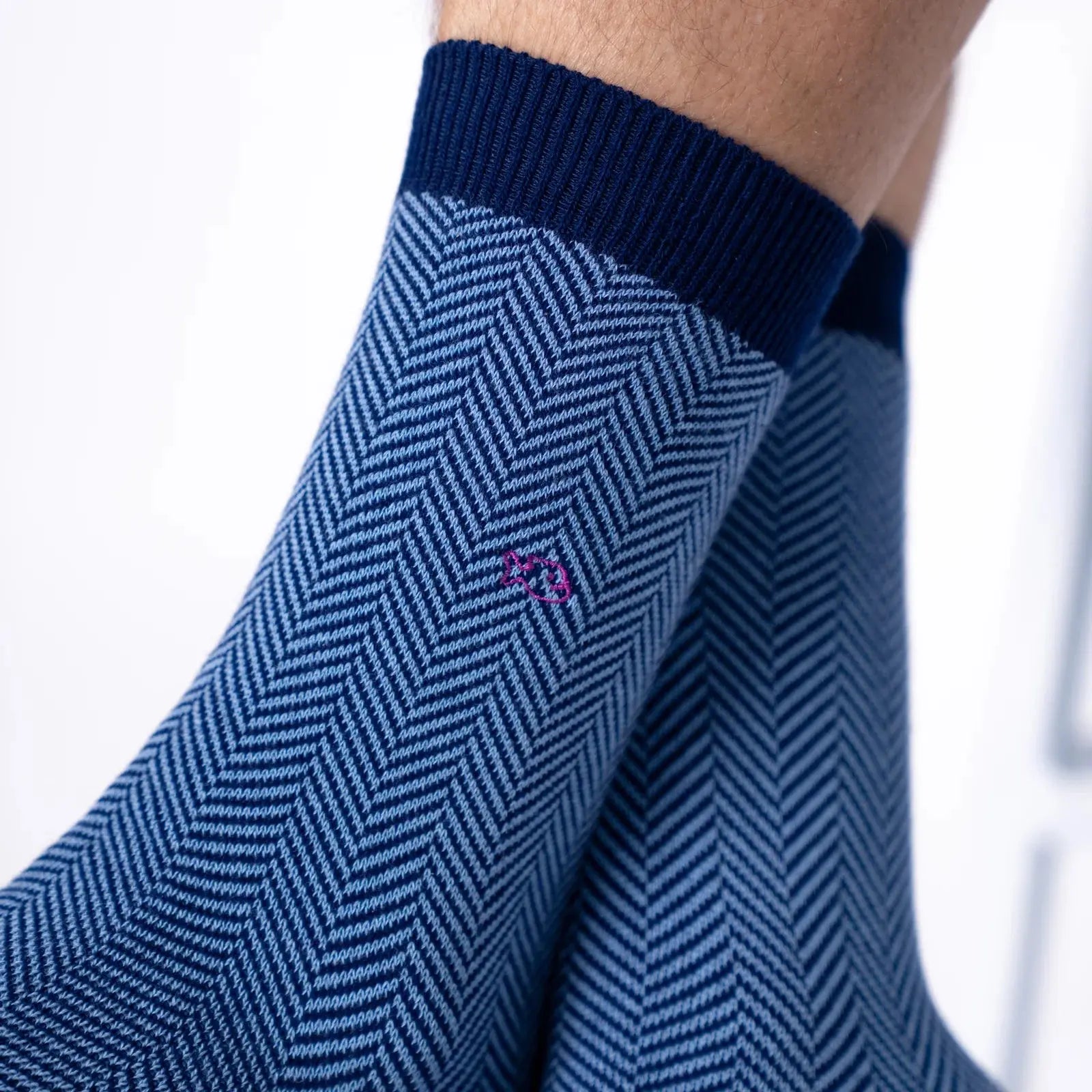 CHAUSSETTES CHEVRONS - BRUME MARINE