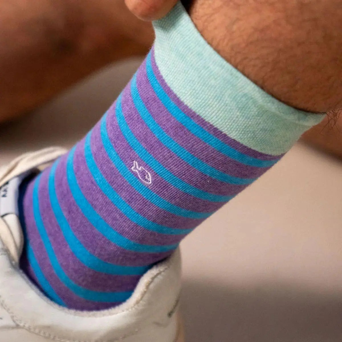 CHAUSSETTES LARGES RAYURES VIOLET