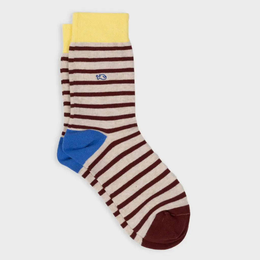 BILLYBELT -  CHAUSSETTES RAYURES - BEIGE & BORDEAUX -  Klubb