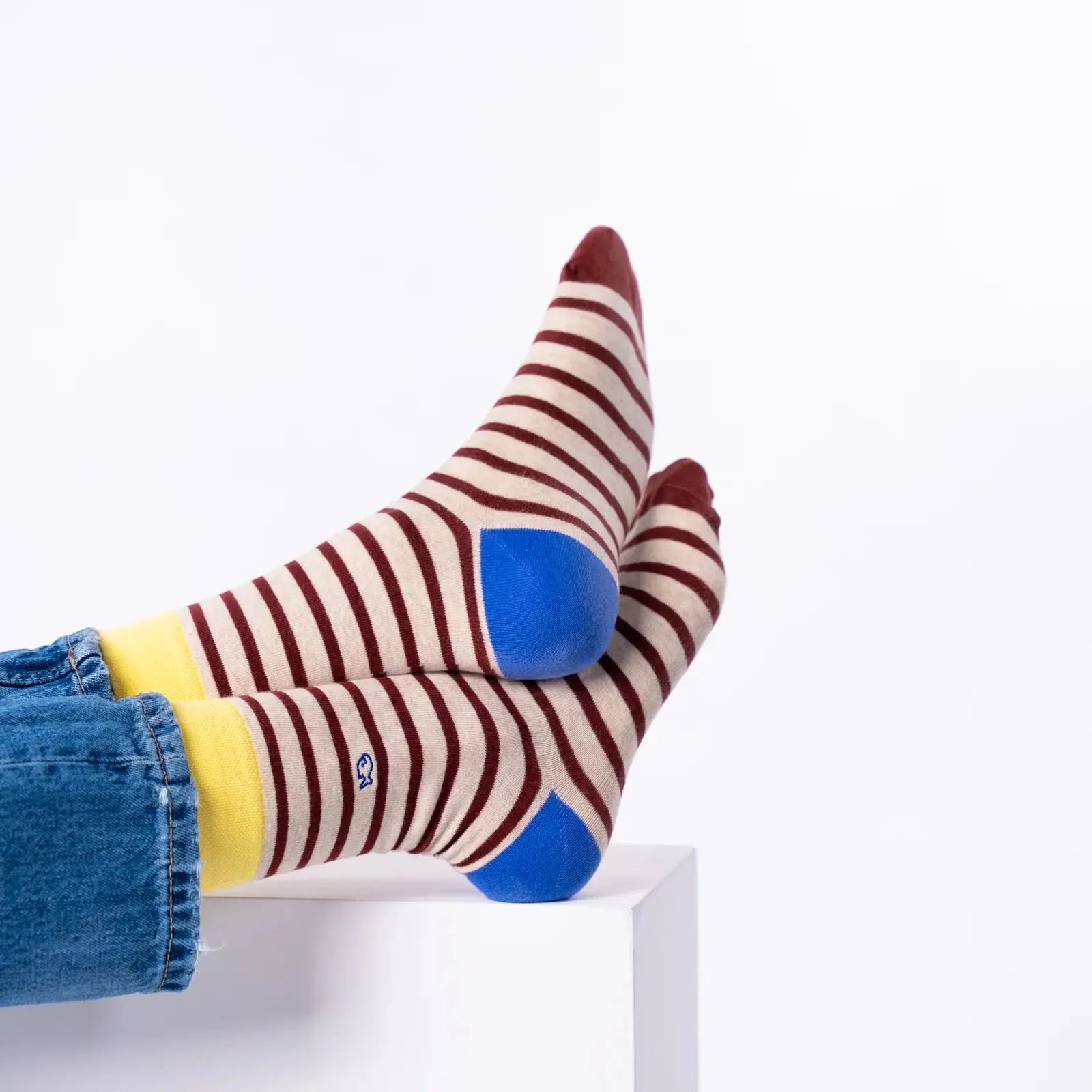 BILLYBELT -  CHAUSSETTES RAYURES - BEIGE & BORDEAUX -  Klubb