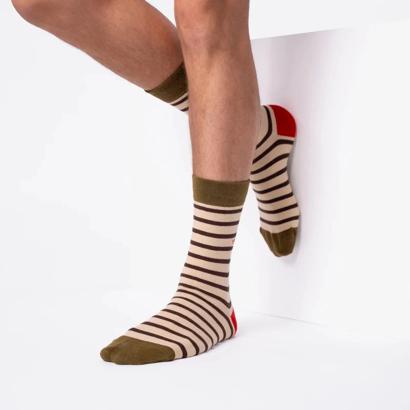 BILLYBELT -  CHAUSSETTES RAYURES - BEIGE & MARRON -  Klubb