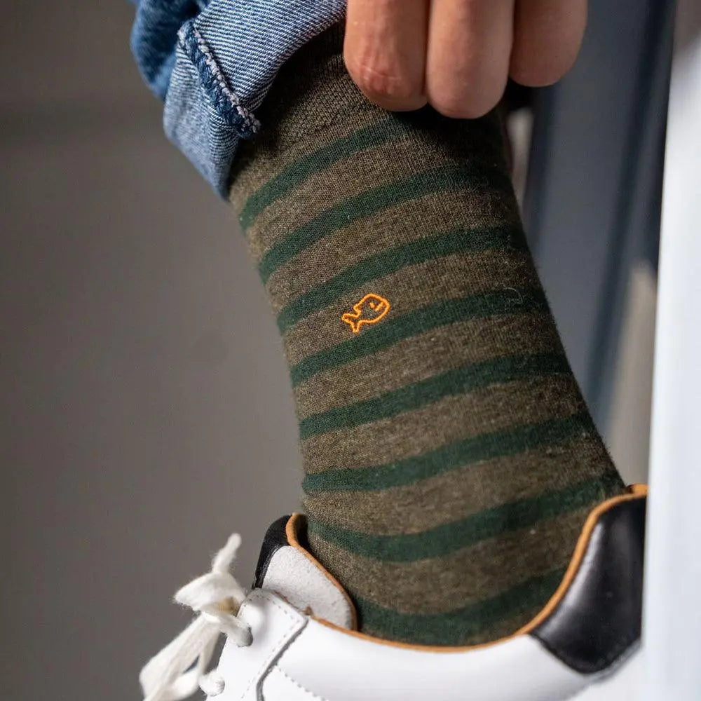 CHAUSSETTES RAYURES - KAKI BILLYBELT -  Klubb