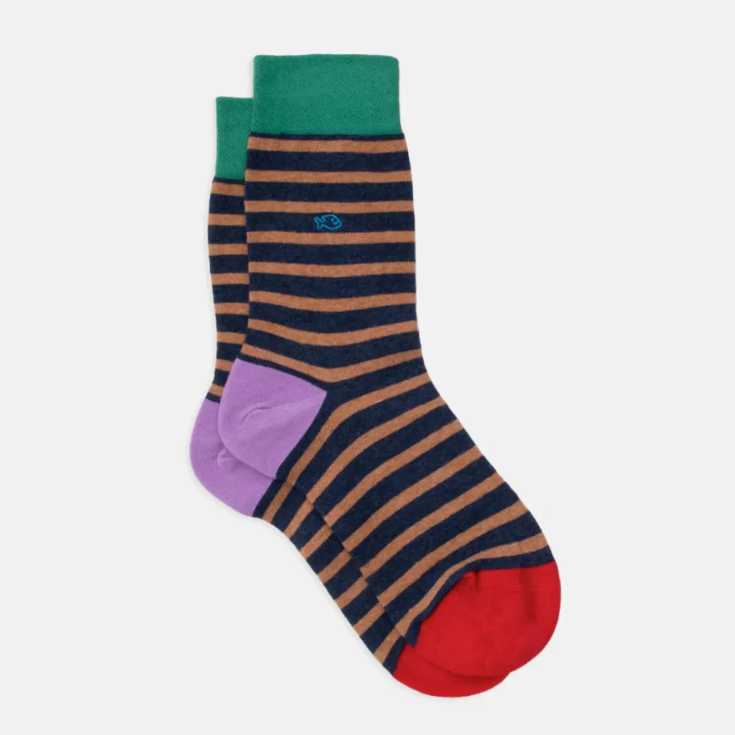 CHAUSSETTES RAYURES - MARINE & BEIGE BILLYBELT -  Klubb