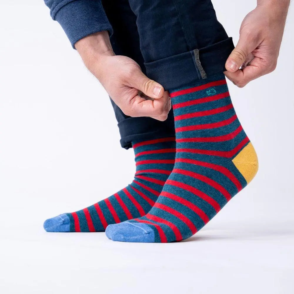 CHAUSSETTES RAYURES - MARINE & ROUGE BILLYBELT -  Klubb