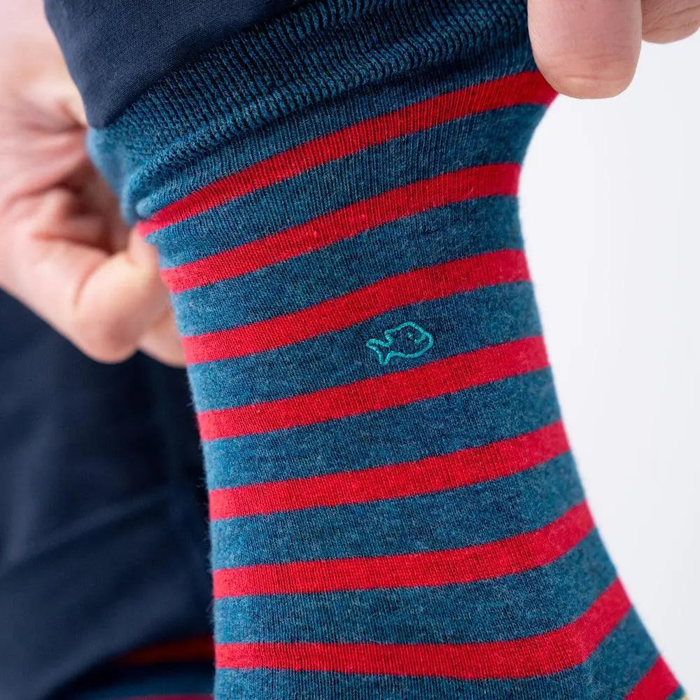 CHAUSSETTES RAYURES - MARINE & ROUGE BILLYBELT -  Klubb
