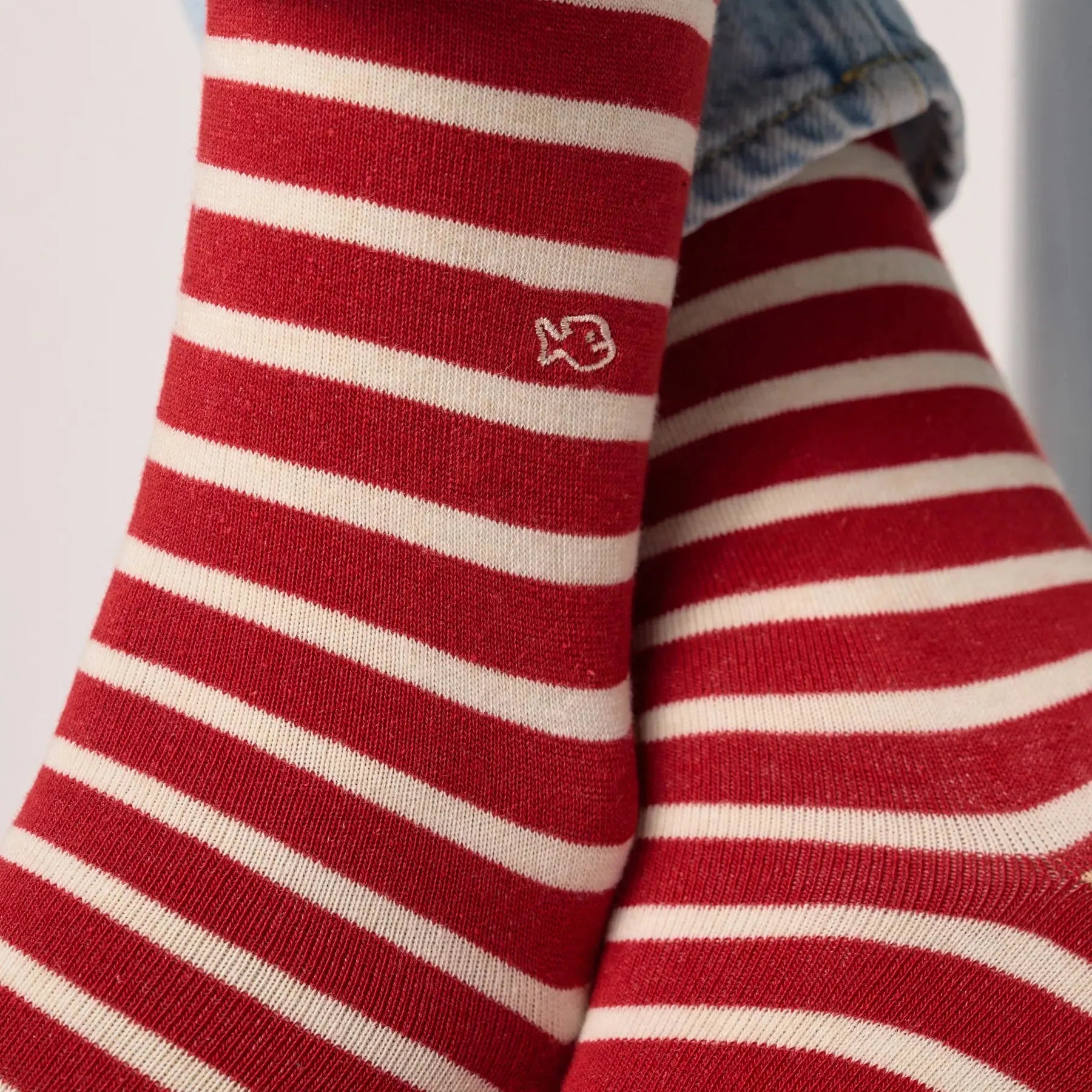 CHAUSSETTES RAYURES - ROUGE & BEIGE