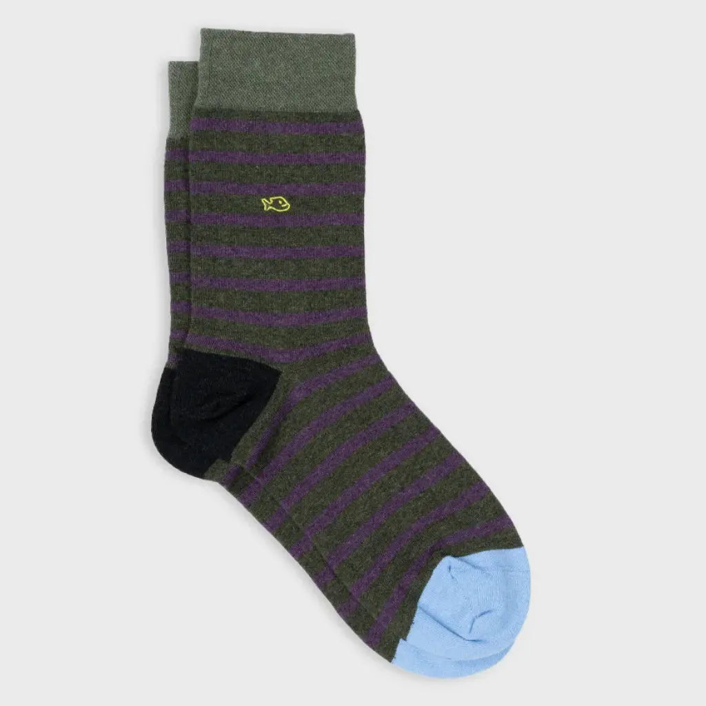 BILLYBELT -  CHAUSSETTES RAYURES - VERT CHINÉ & VIOLET -  Klubb