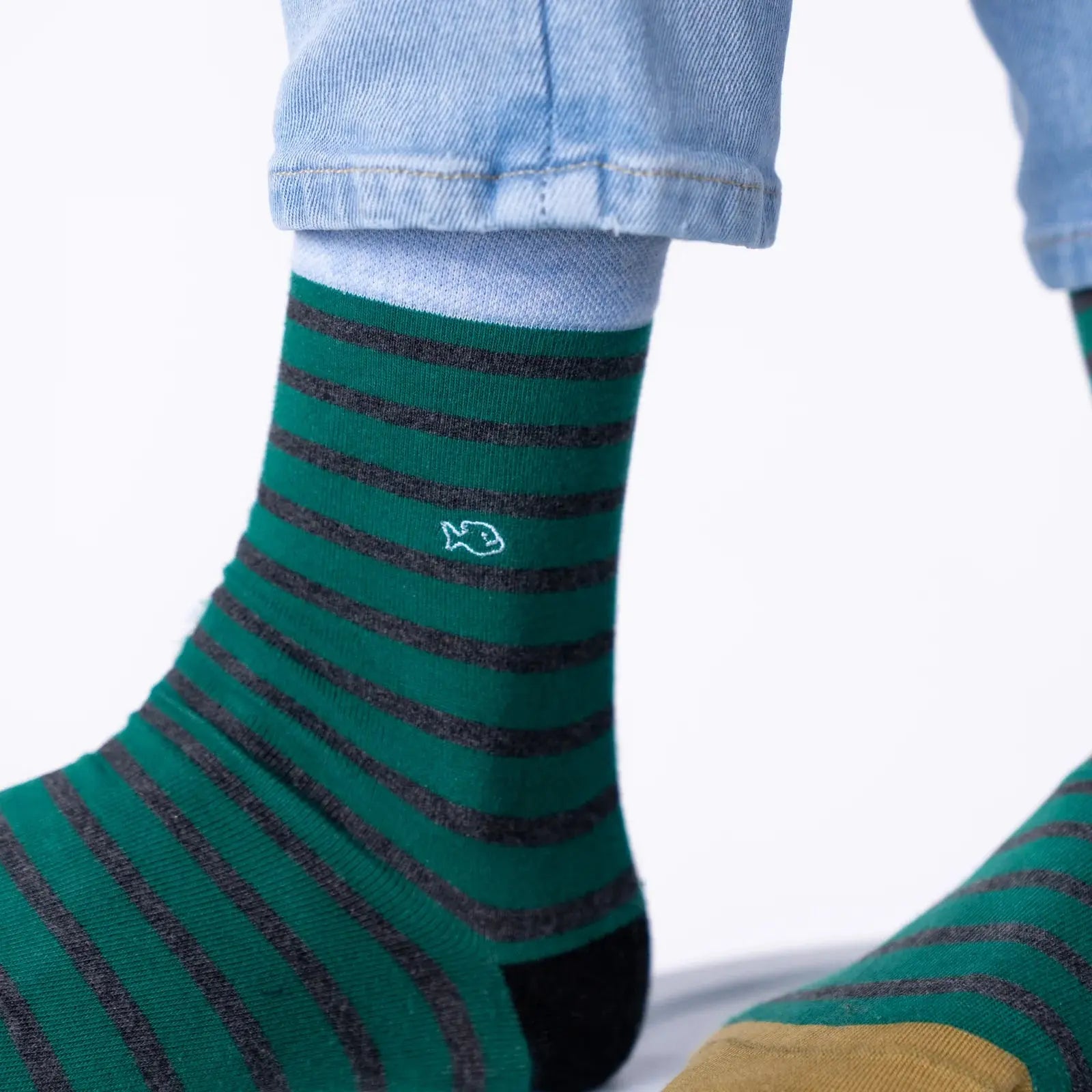 Chaussettes Rayures - Vert Foncé et Gris - Billybelt - détail 4