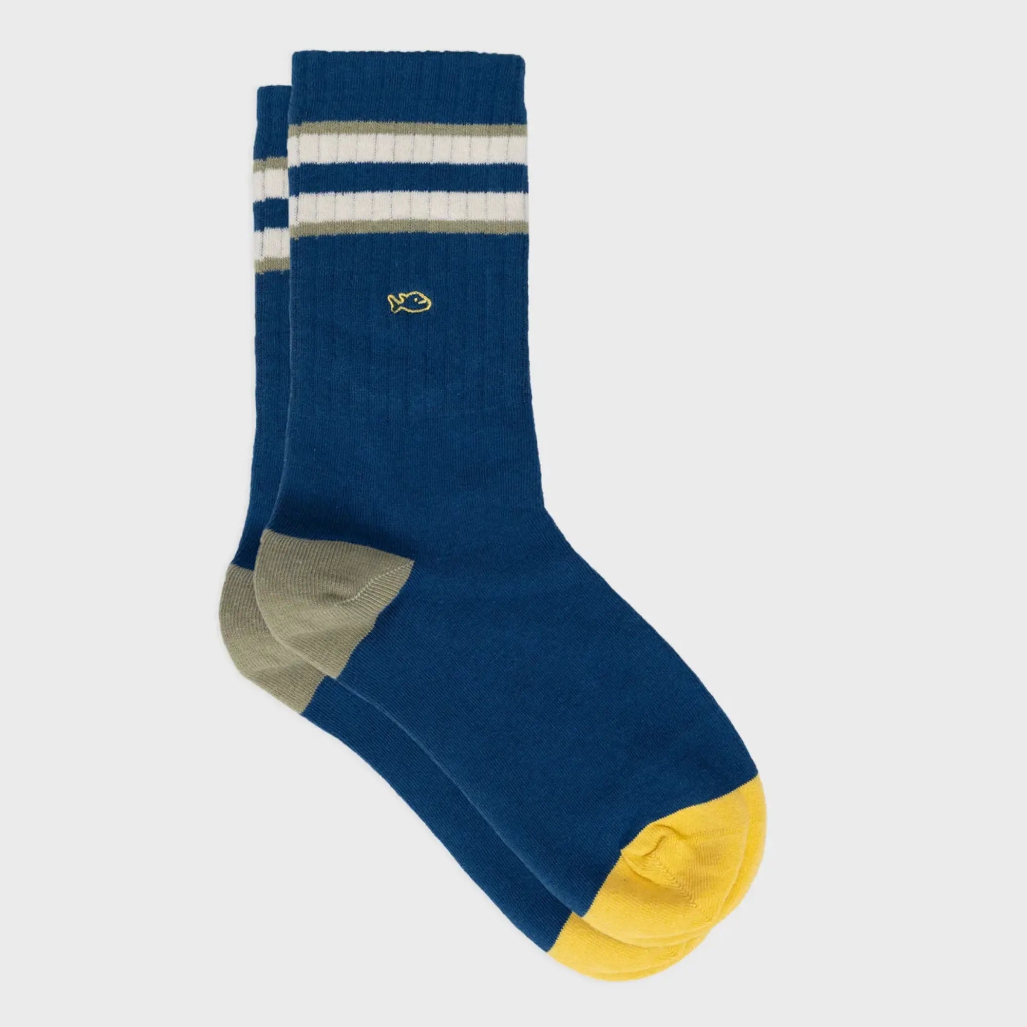 CHAUSSETTES RÉTRO - BLEU / VERT & IVOIRE