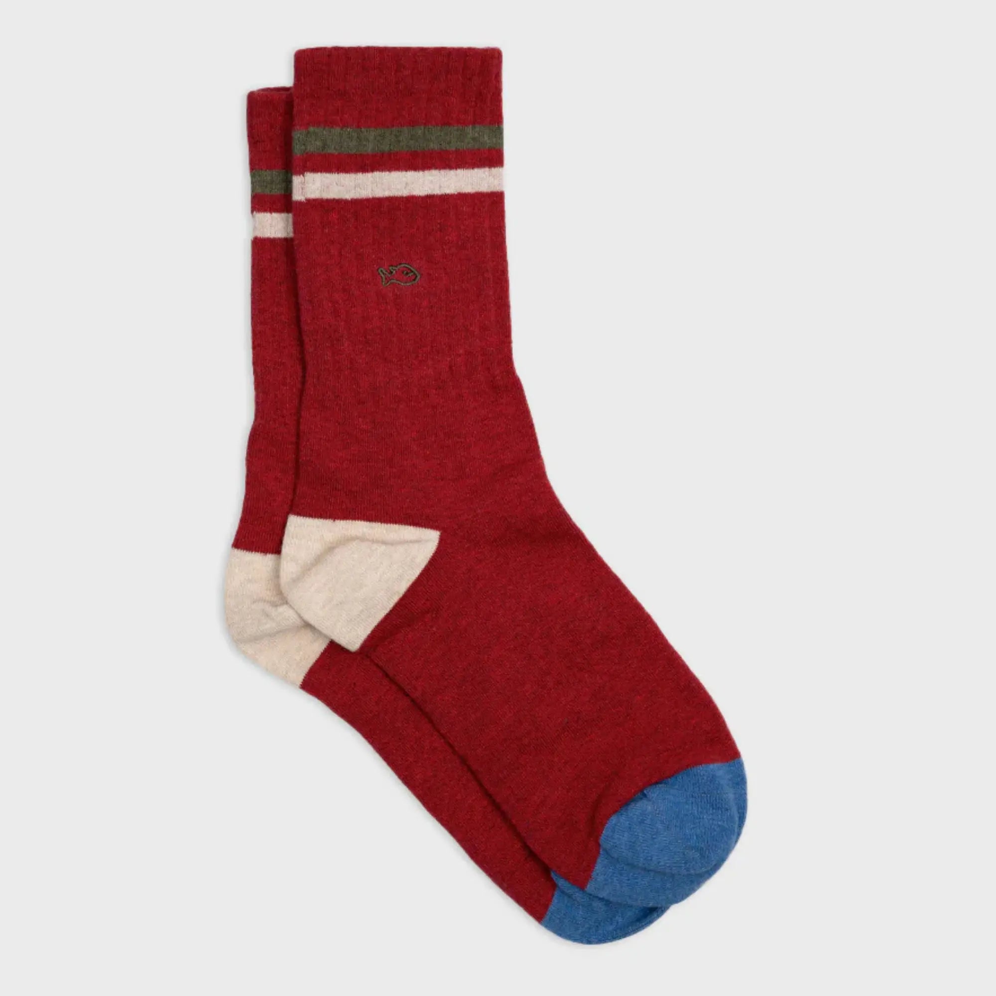 CHAUSSETTES RÉTRO - ROUGE / VERT & BEIGE