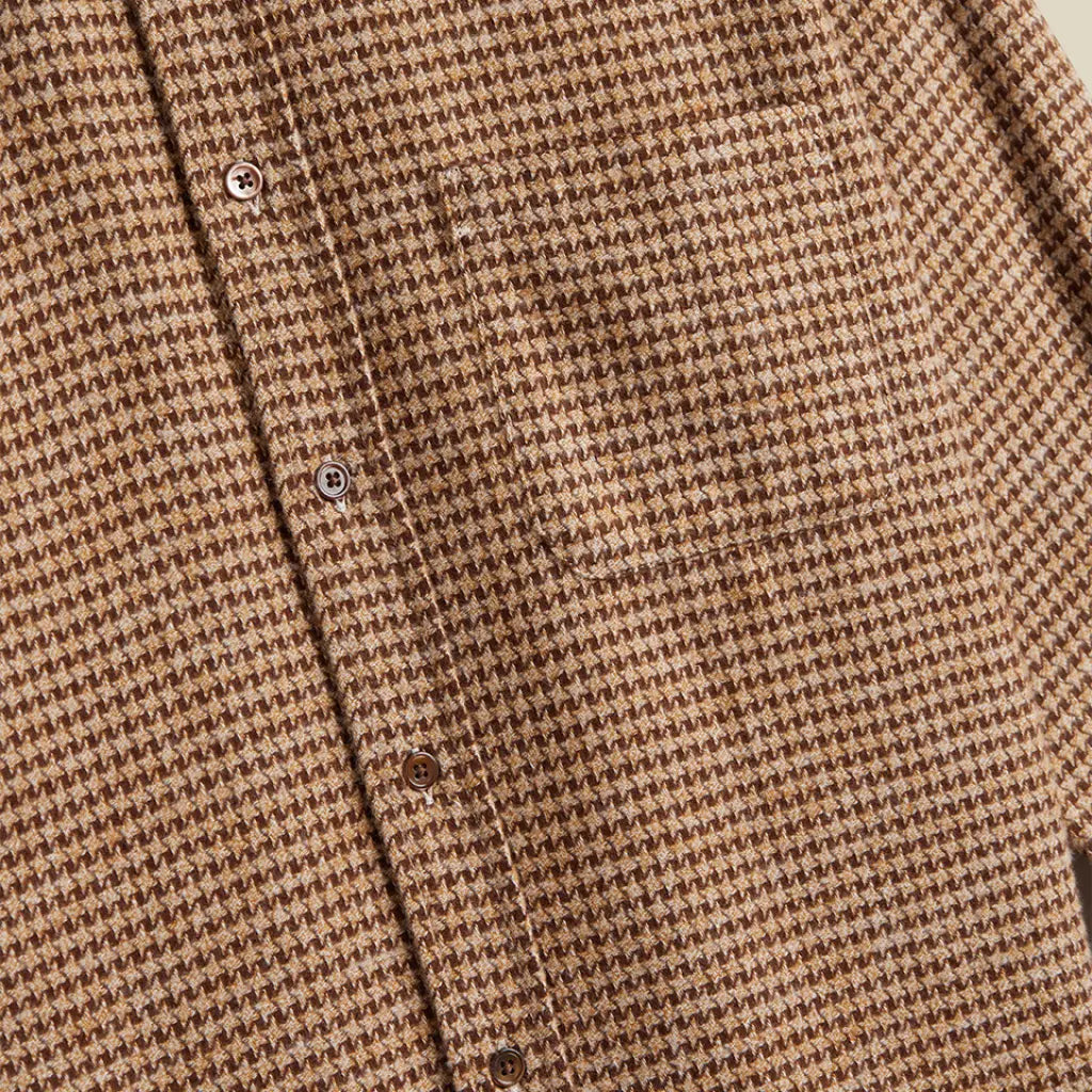 PORTUGUESE FLANNEL -  CHEMISE ABSTRACT PIED POULE BROWN -  Klubb