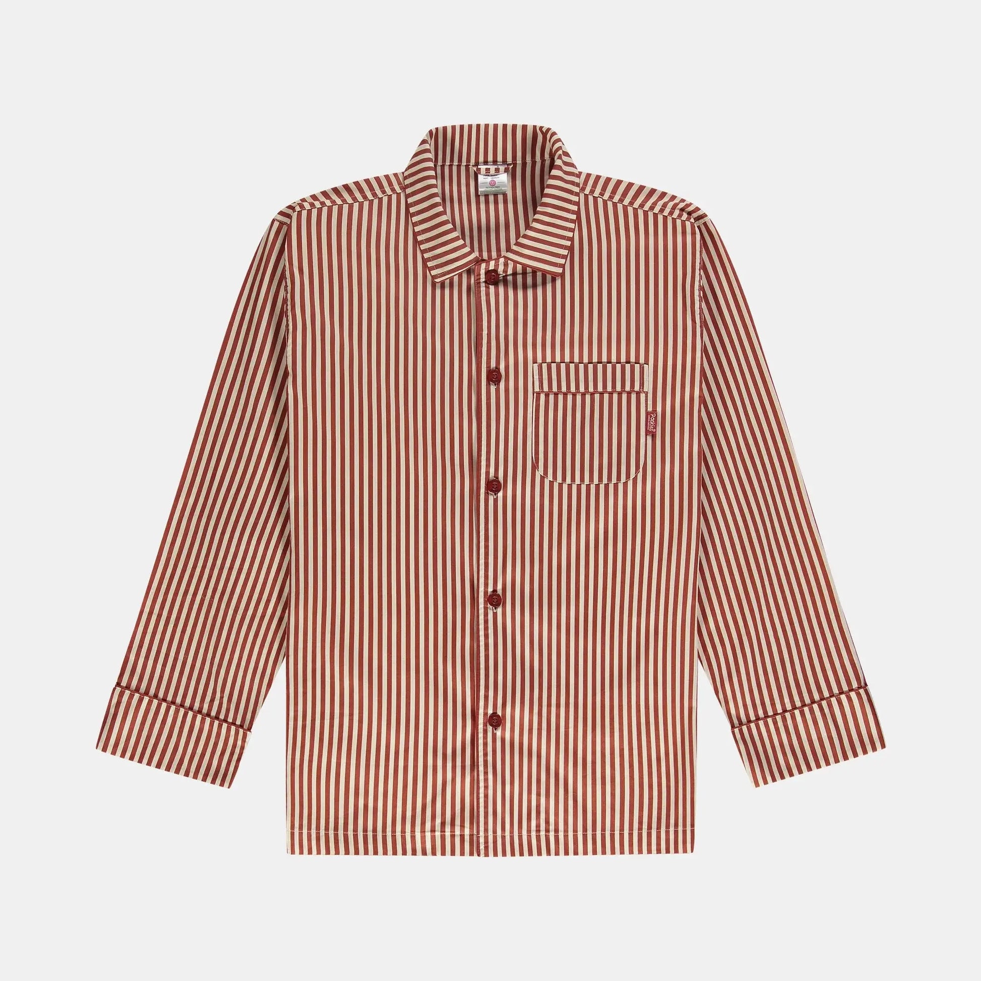 CHEMISE DE PYJAMA RAYÉE ROUGE POCKIES -  Klubb